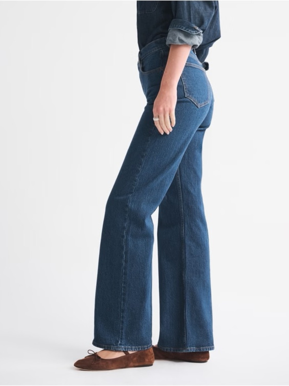 NWT Abercrombie & Fitch | the 90’s Relaxed High Rise Jeans in Dark Blue 25/0R - Picture 5 of 9